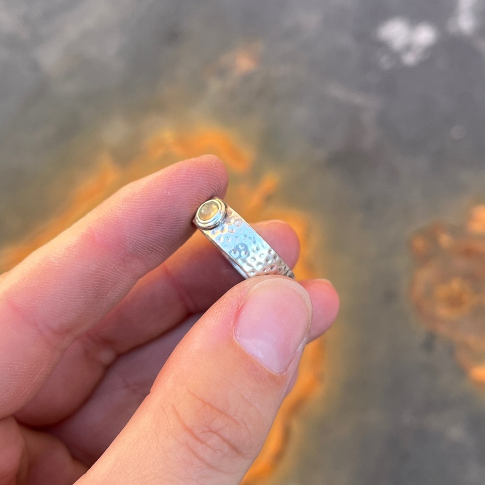 2/$40 🌸 VTG Hammered Sterling Silver Ring Small Stone Pendant - Picture 7 of 12